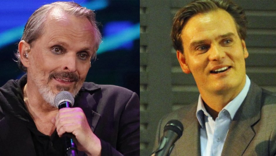 Miguel Bosé y Amaro Gómez-Pablos en fotos de archivo de Agencia Uno.